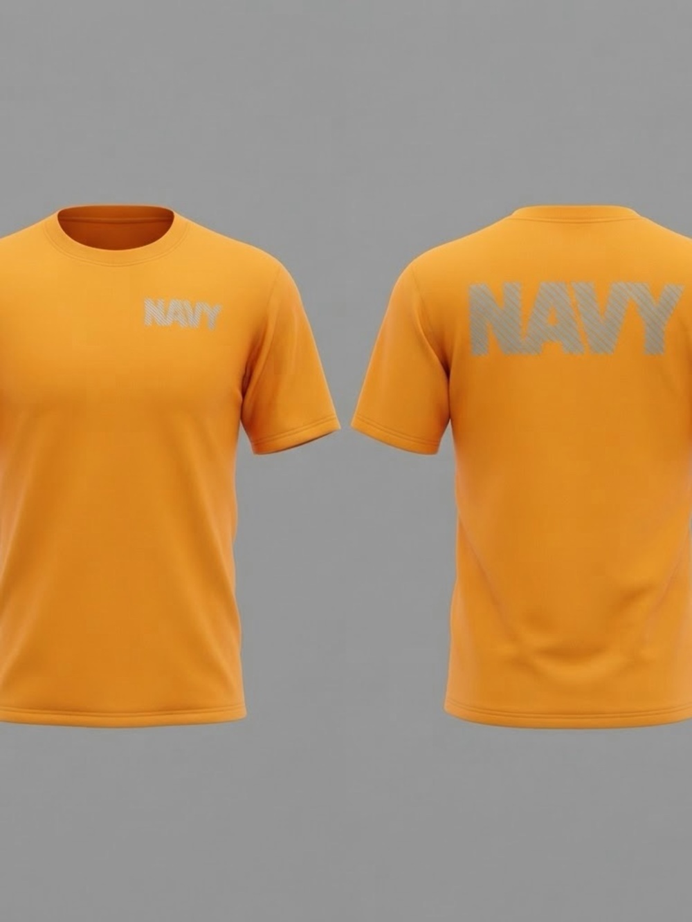 US Navy Physical Fitness Uniform PT Shirt Medium Orange Reflective Logo